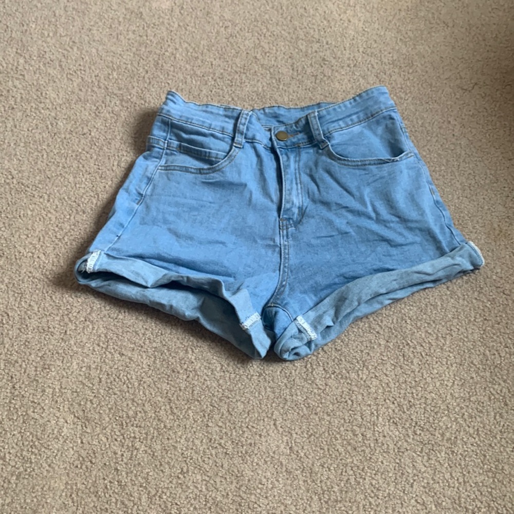 Light wash jean shorts